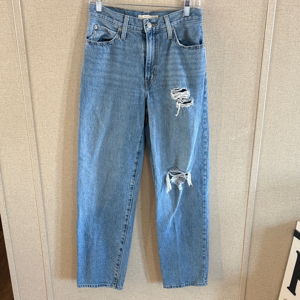 Levi’s 94 Baggy Relaxed Jeans Women’s 26 Distressed Medium Wash Denim Grunge